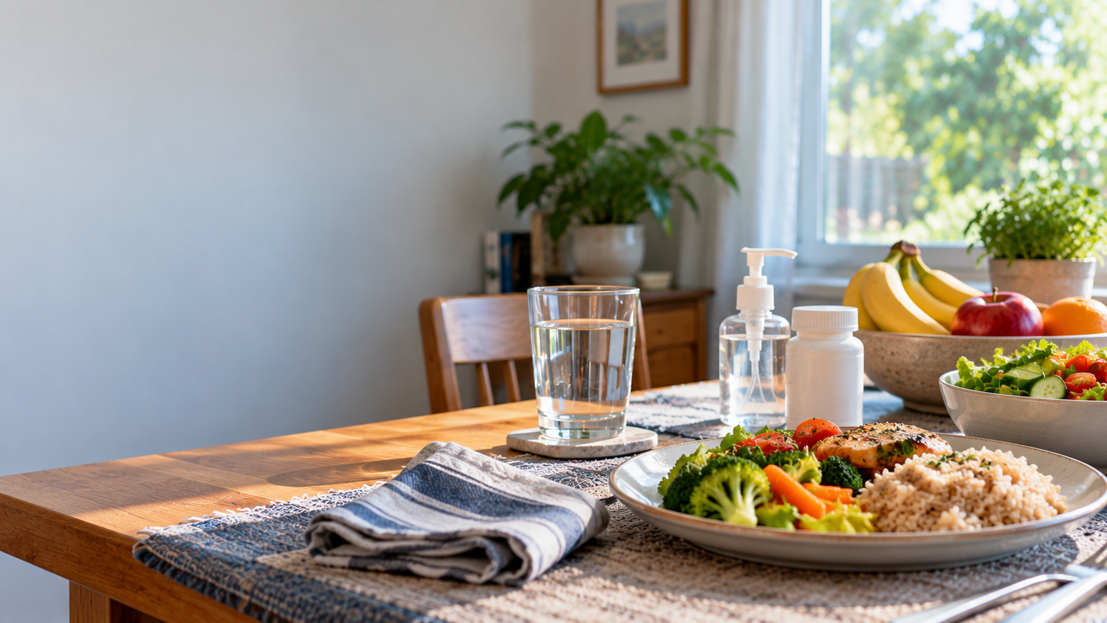 Healthy home routine representing life with immunosuppressants after kidney transplant