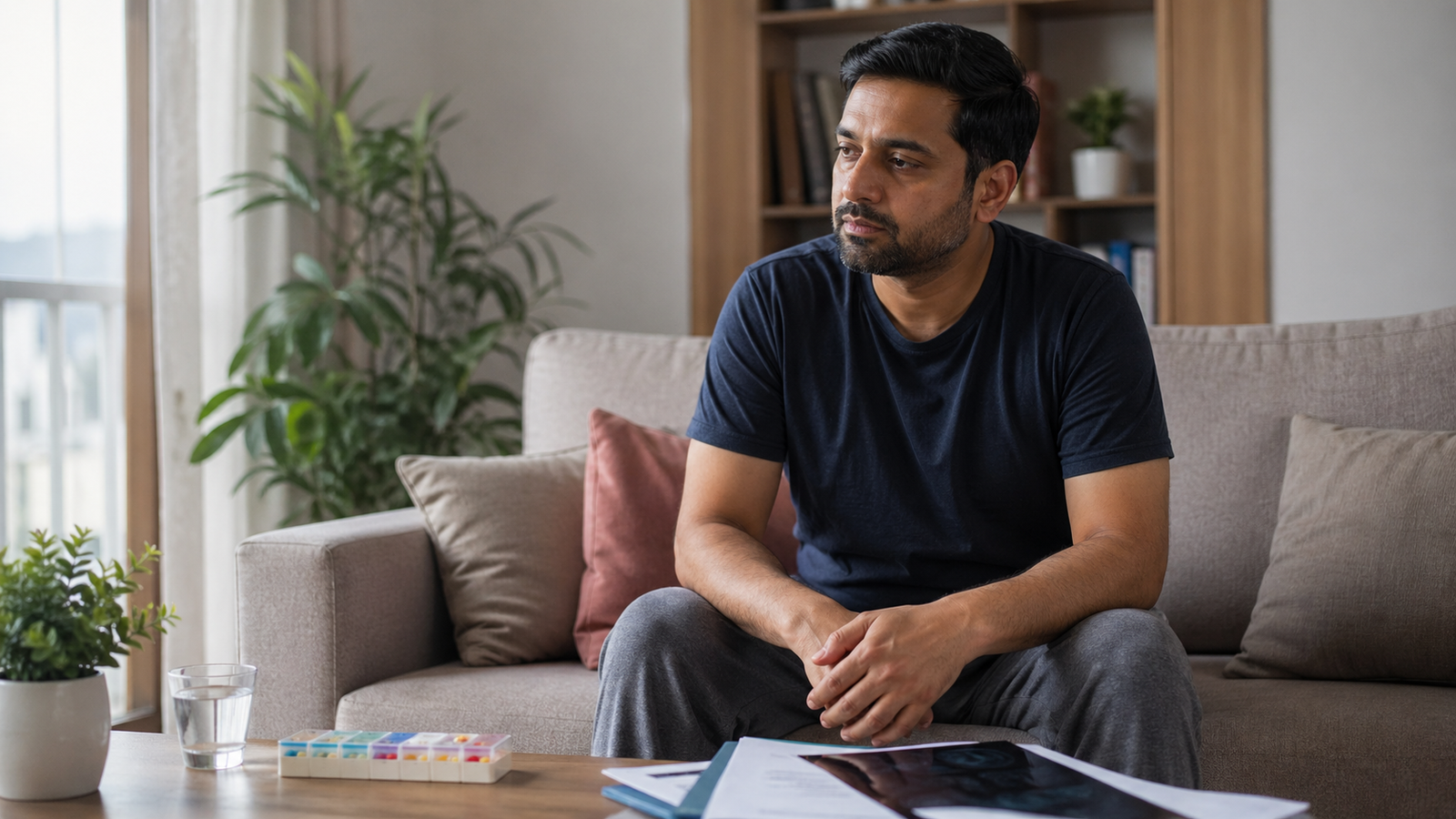 Kidney transplant patient experiencing fatigue during recovery