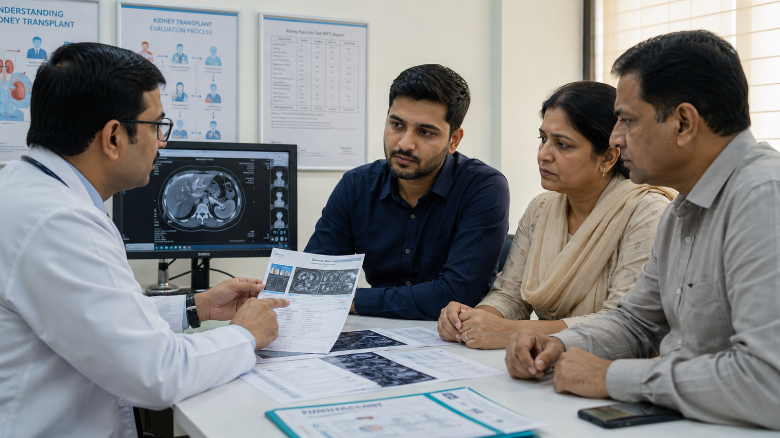 Kidney transplant patient undergoing pre-transplant evaluation and compatibility testing